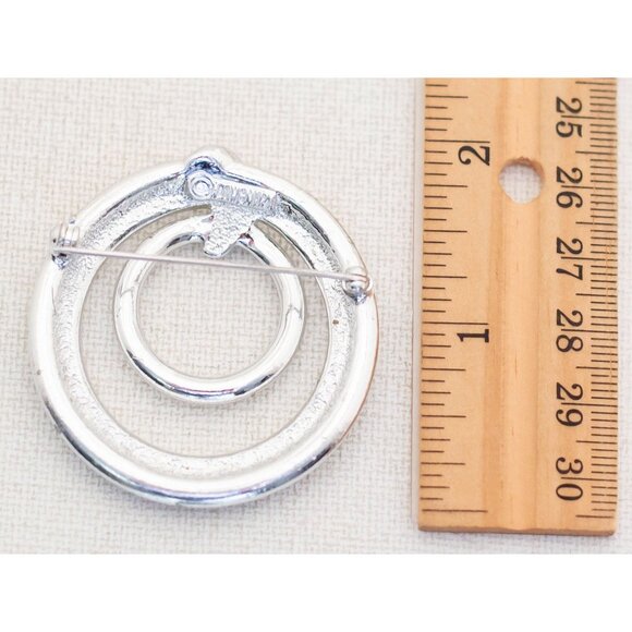 Vintage Fashionable Multi Rings Brooch, Circle Silver Tone Brooch Pin - A11 - Picture 2 of 2